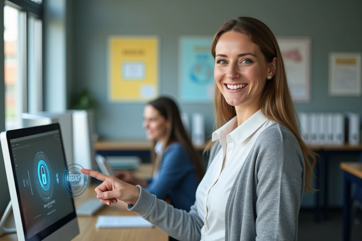 Administratrice scolaire montrant l