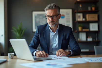 Auditeur IT masculin en costume navy en réunion