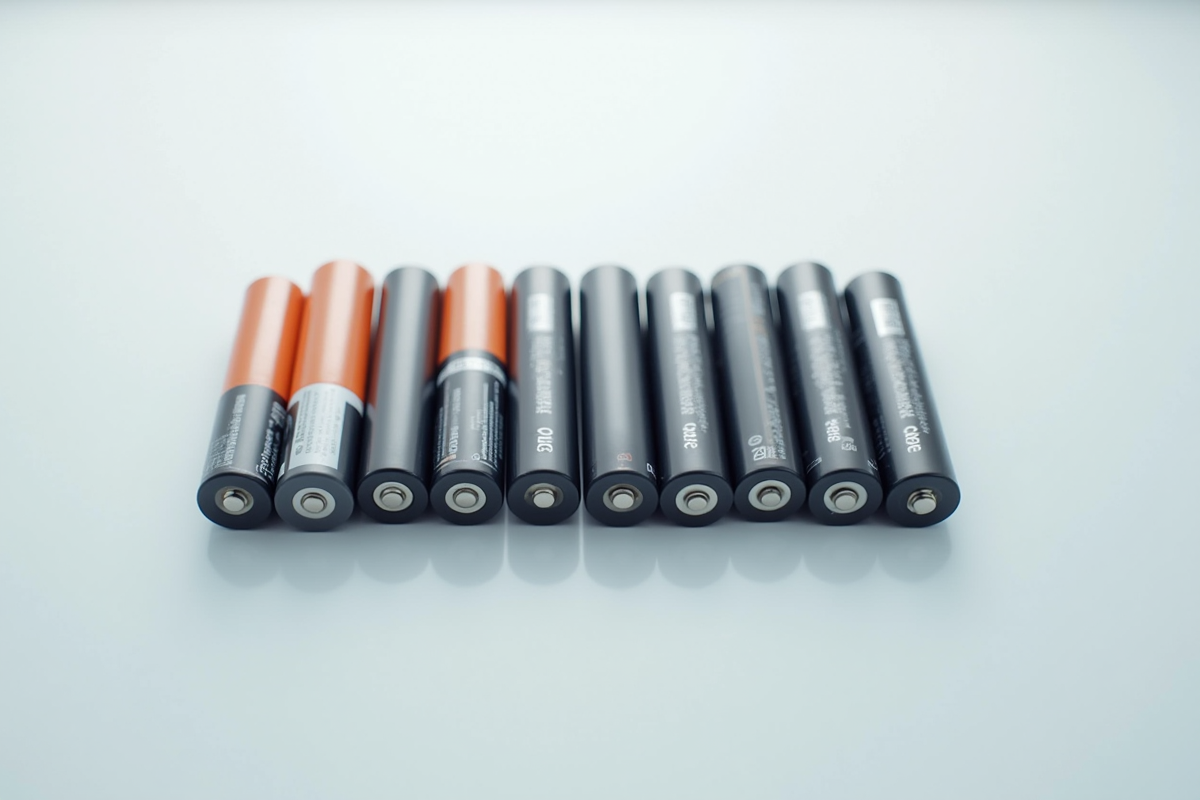 Disposition de batteries sur surface claire et lumineuse