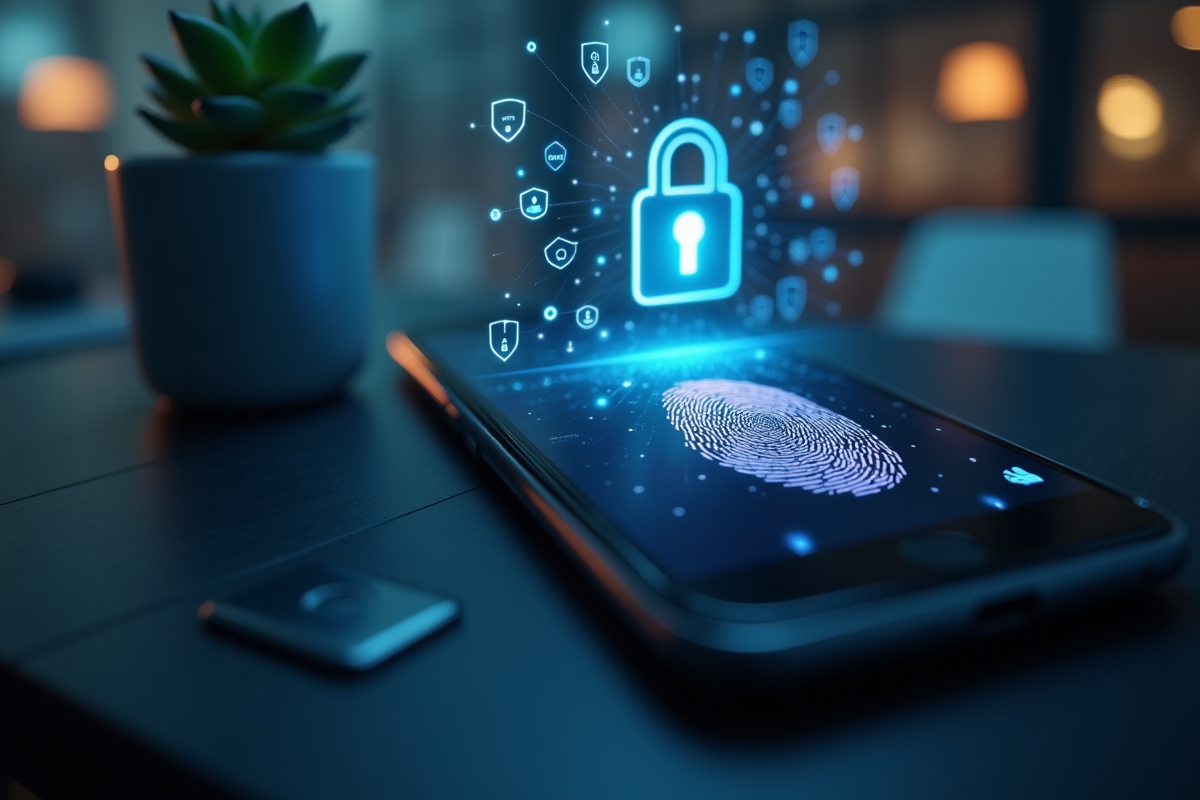 Empreinte digitale déverrouillant un smartphone moderne