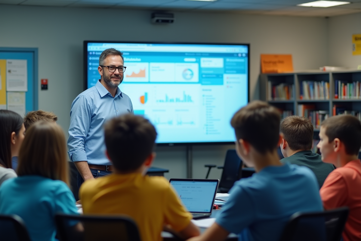 Professeur avec groupe d