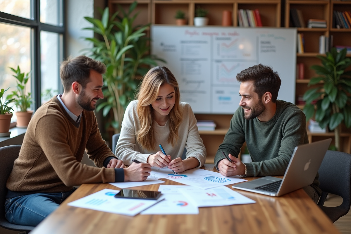 Groupe de specialists SEO discutant autour d une table