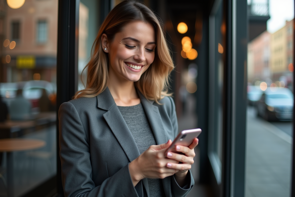 Jeune femme analysant ses données au café