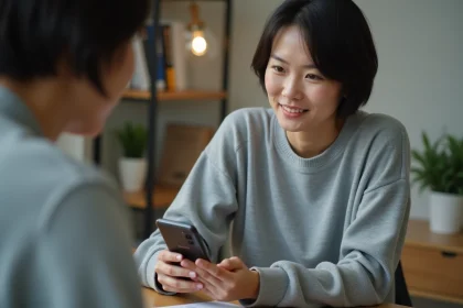 Femme utilisant la corbeille sur un smartphone Samsung Galaxy pour libérer de la mémoire