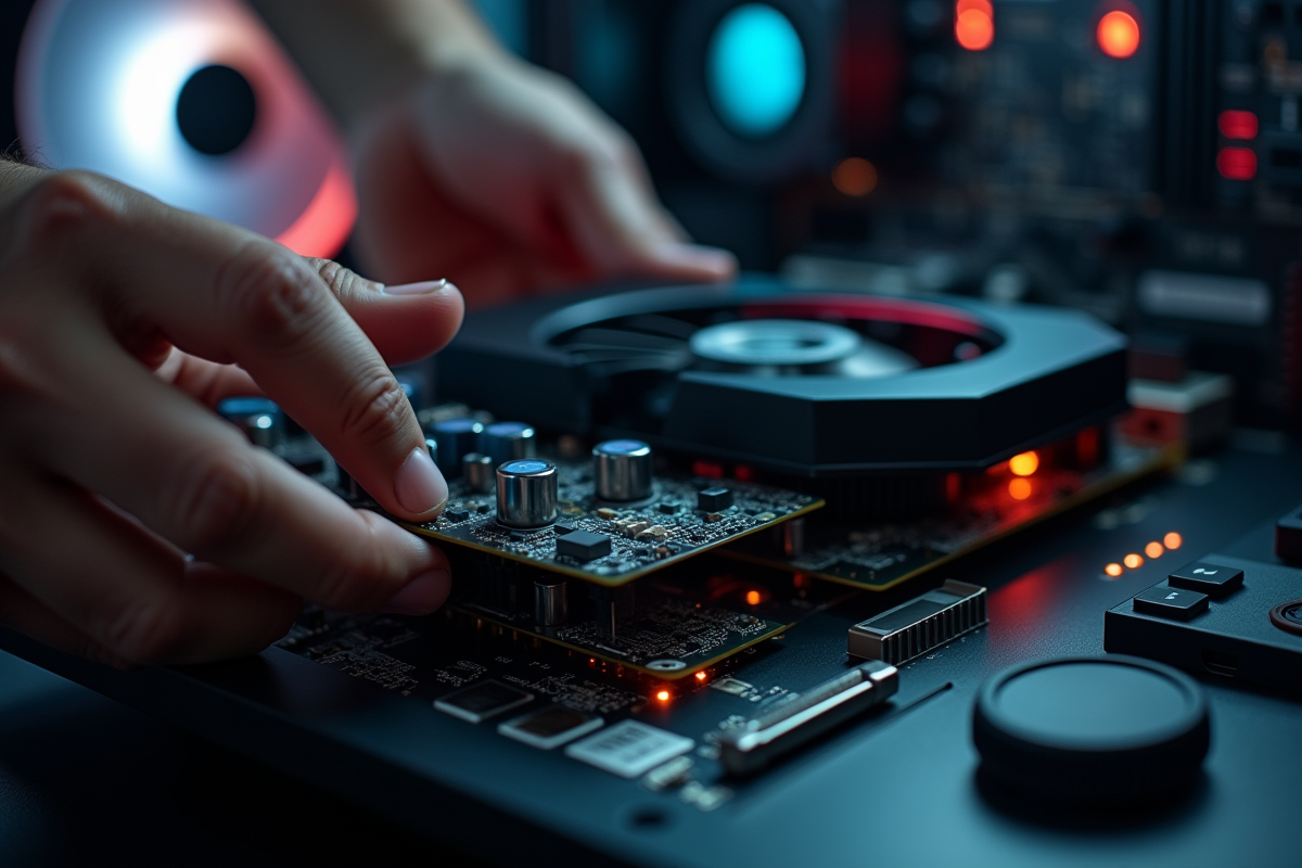 Installation d une carte graphique dans un PC par une personne