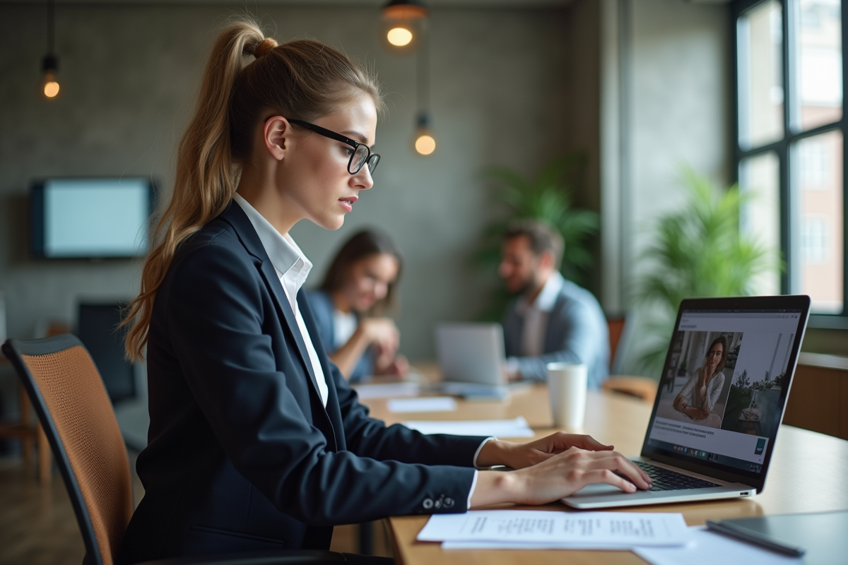 Jeune femme professionnelle en réunion au bureau