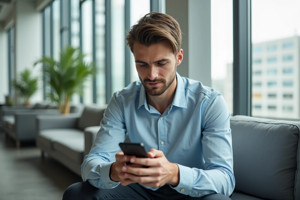 Jeune homme dans un salon d