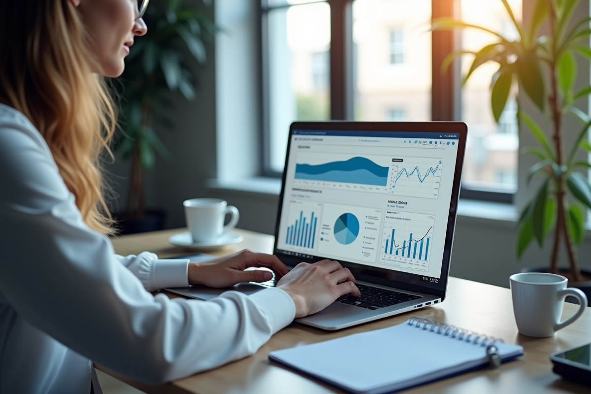 Professionnel marketing numérique analysant des données SEO